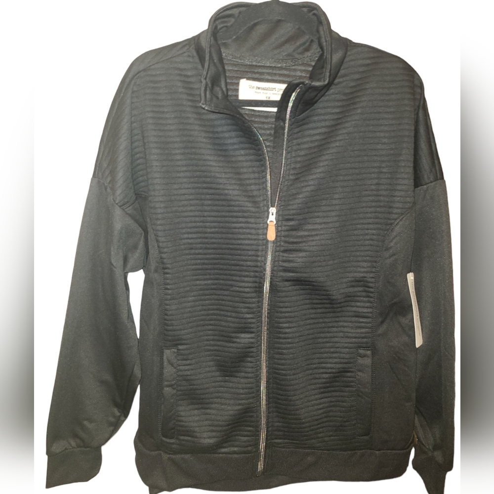 Black Ribbed Bomber Jacket - Unbranded